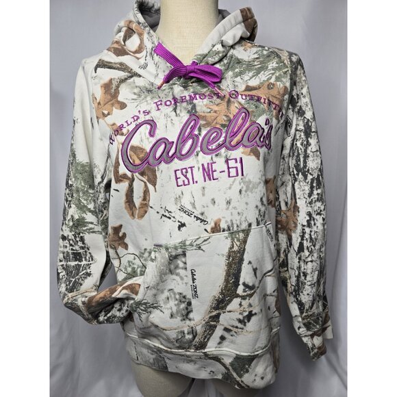 Cabelas Real Tree Gray Camouflage Womens Hoodie Size MEDIUM- FLAWED- READ INFO - Picture 4 of 16